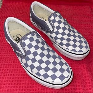 Vans Gray and White Checkered Slip Ons Size Men’s 5.5/Women’s 7